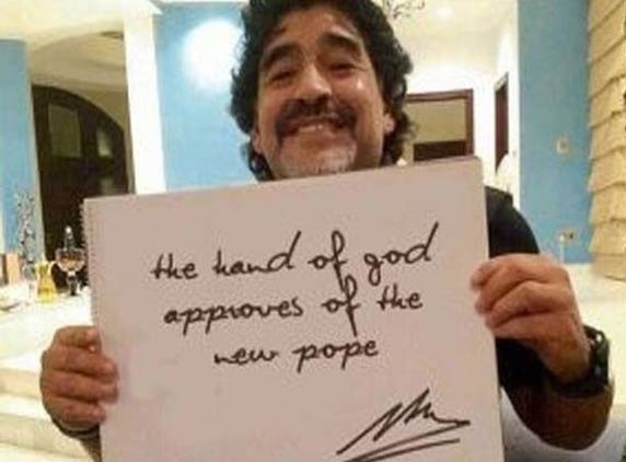 "Hand of God" brings Argentina pope, says football legend Diego Maradona...